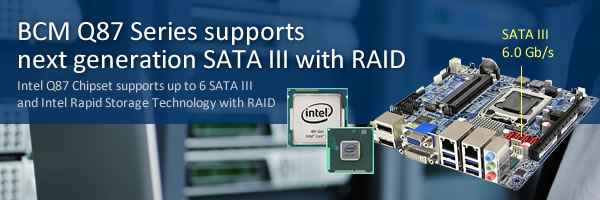 Intel Q87 Series supports SATA III with RAID